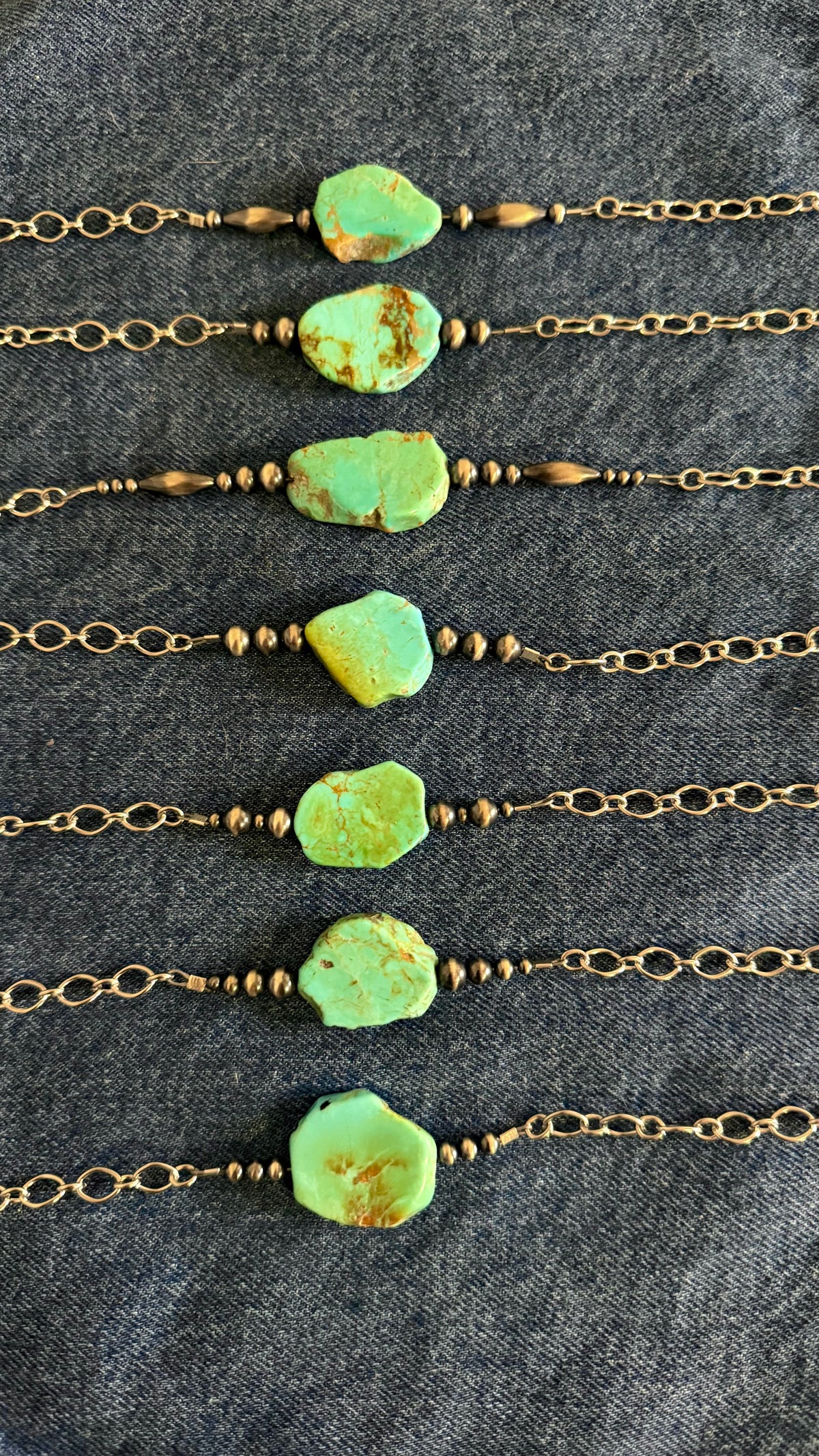 Kingman turquoise slab bar necklaces