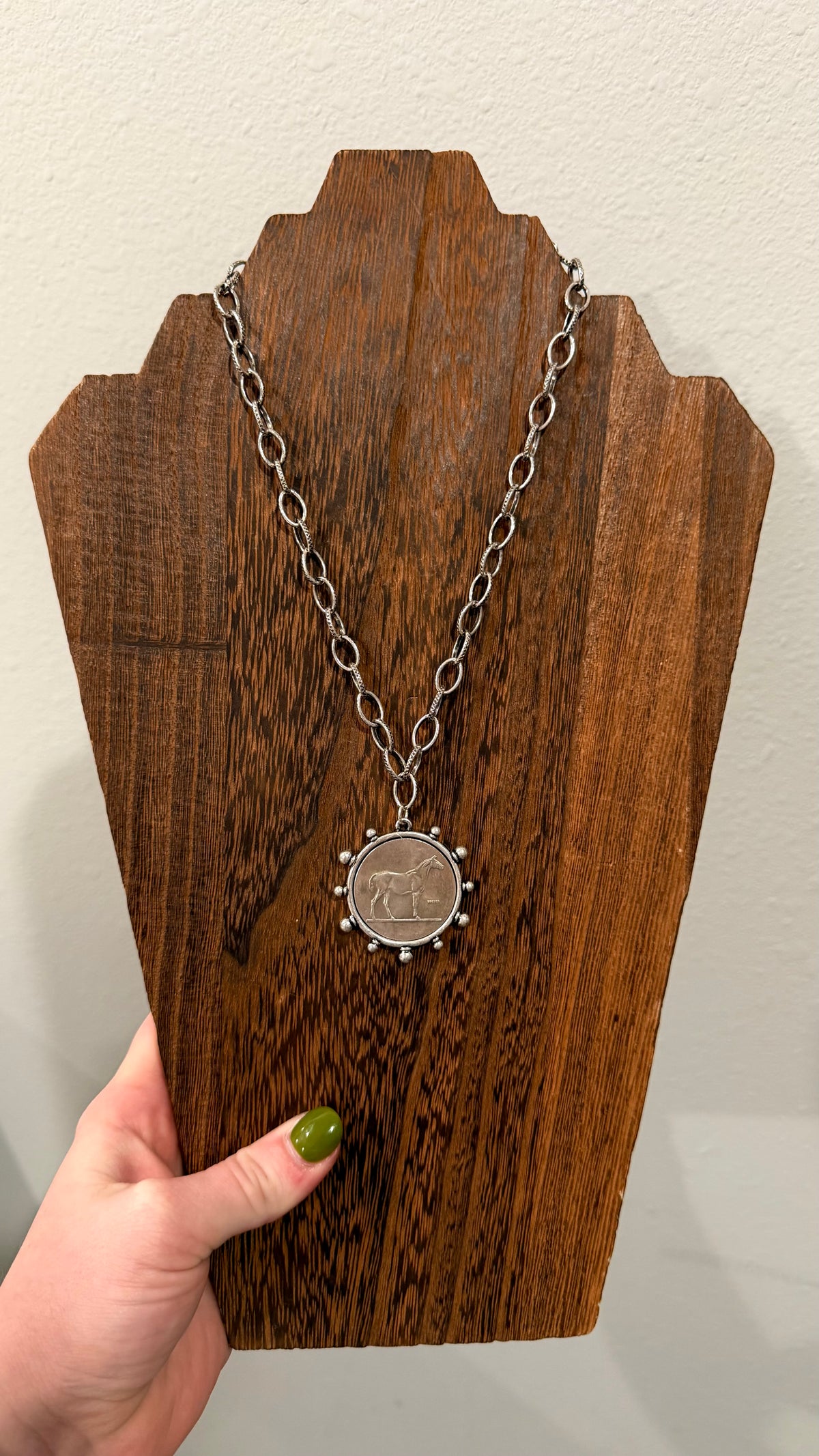 Horse coin necklace -16in