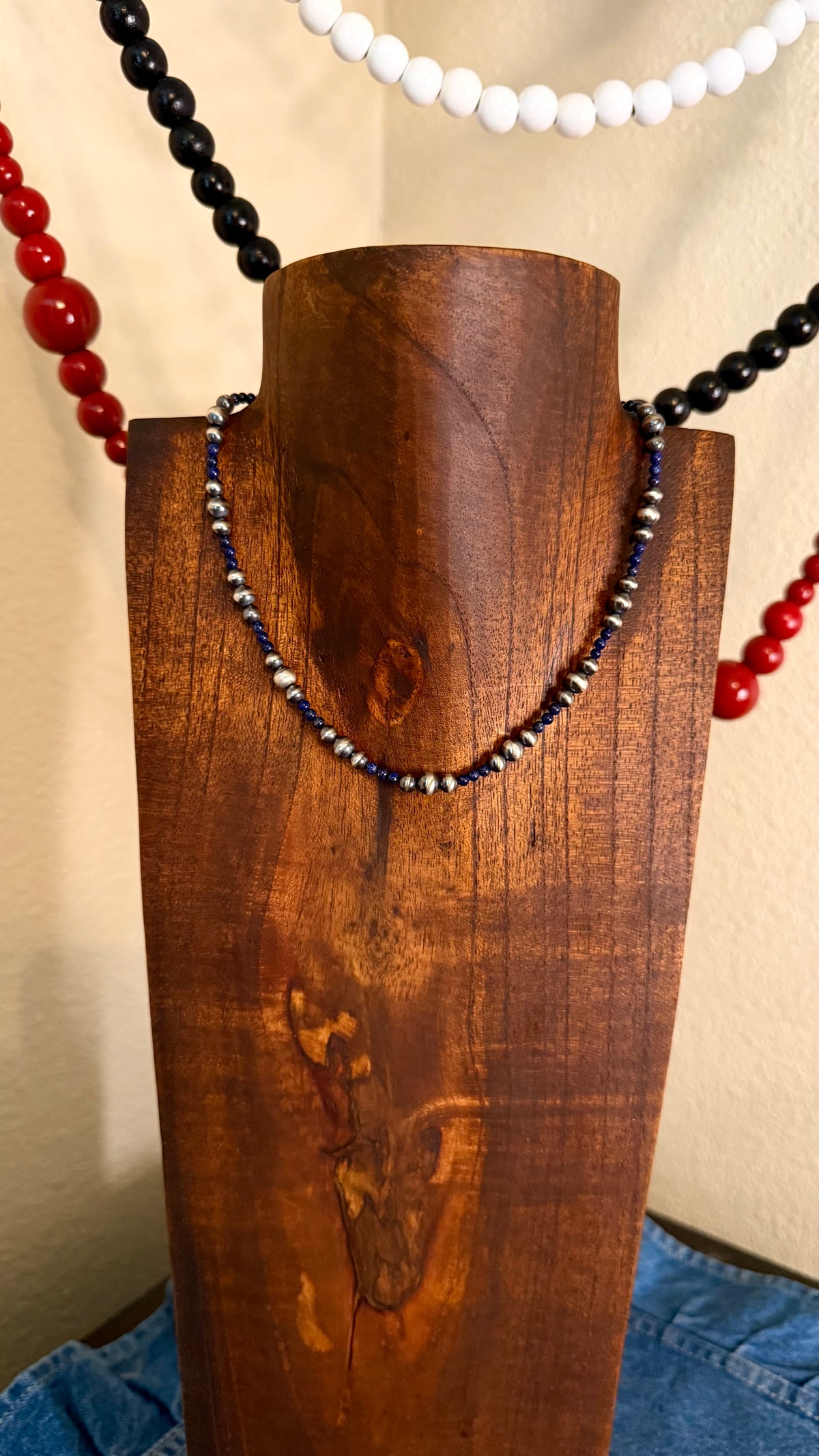 Blue lapis necklace- 15in + 2in ext