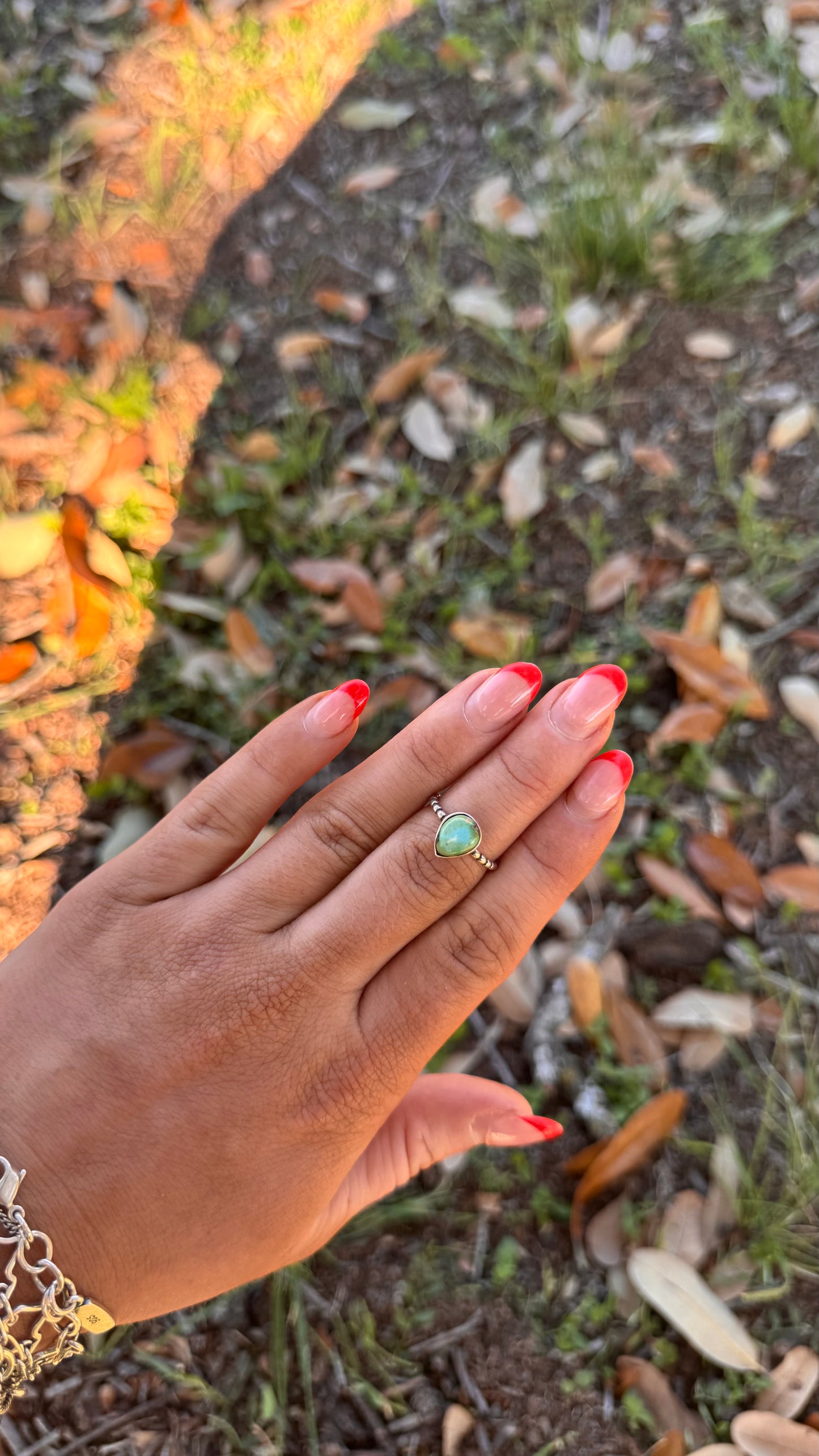 Teardrop Sonoran gold ring -size 7