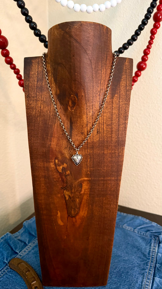 Small heart charm necklace -16in + 2in ext PRE-ORDER