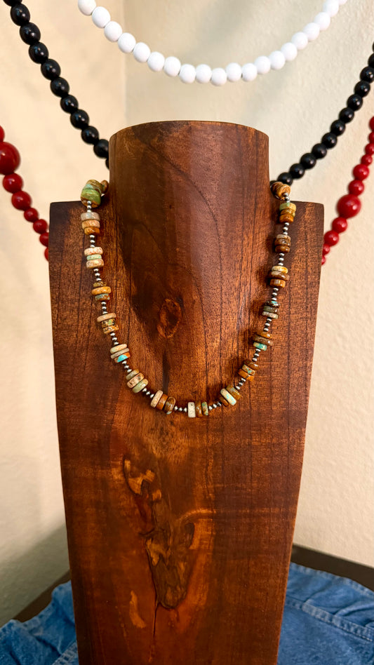 Turquoise necklace -17in + 2in ext