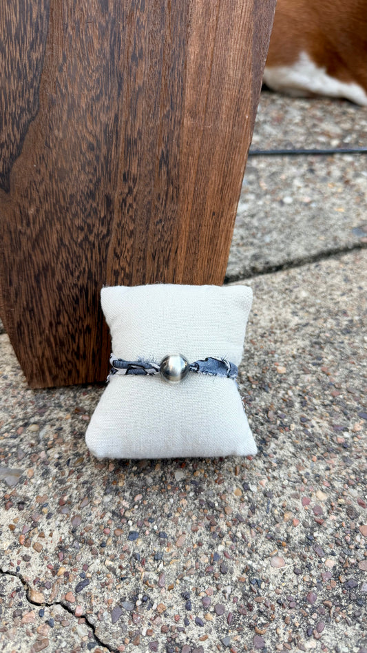 Grey fabric bracelet