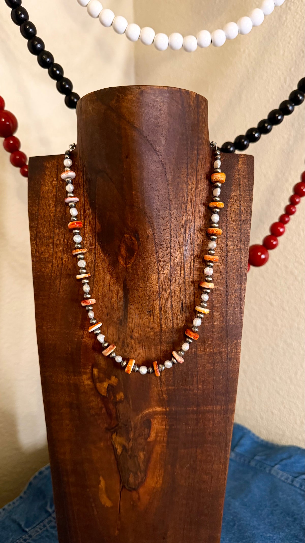 Orange and pearl half bar- 19in + 2in ext