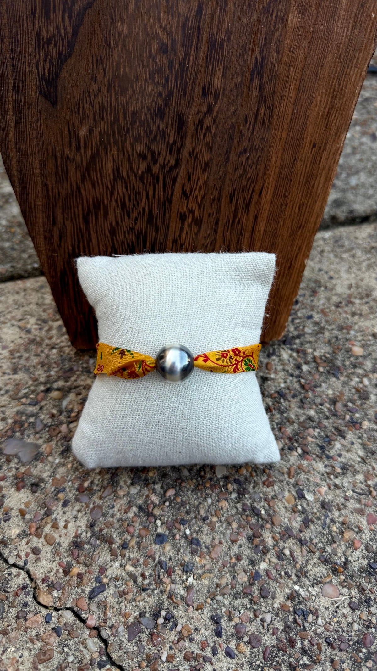 Yellow fabric bracelet