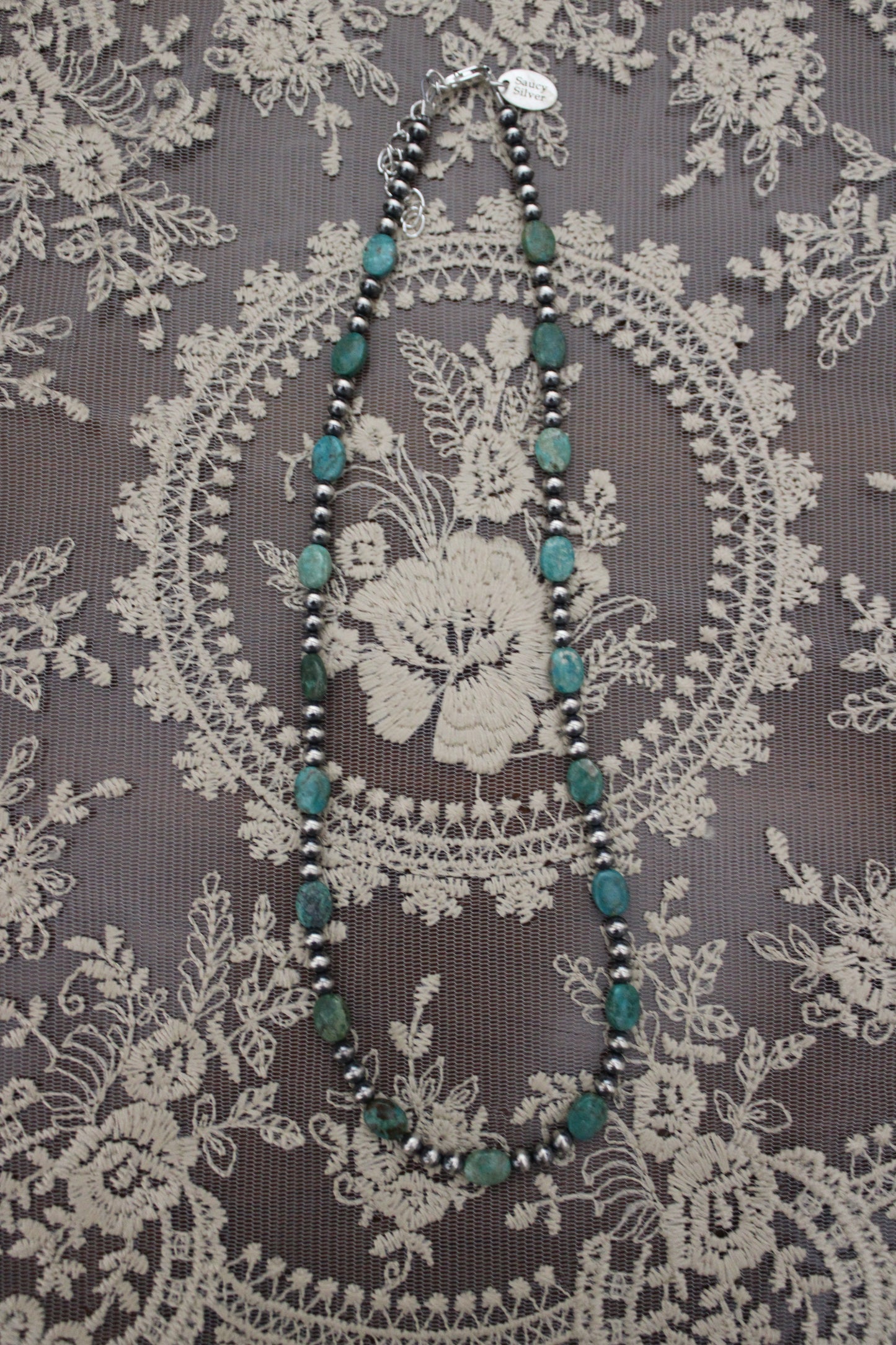 Turquoise oval-17in w/ 2in ext