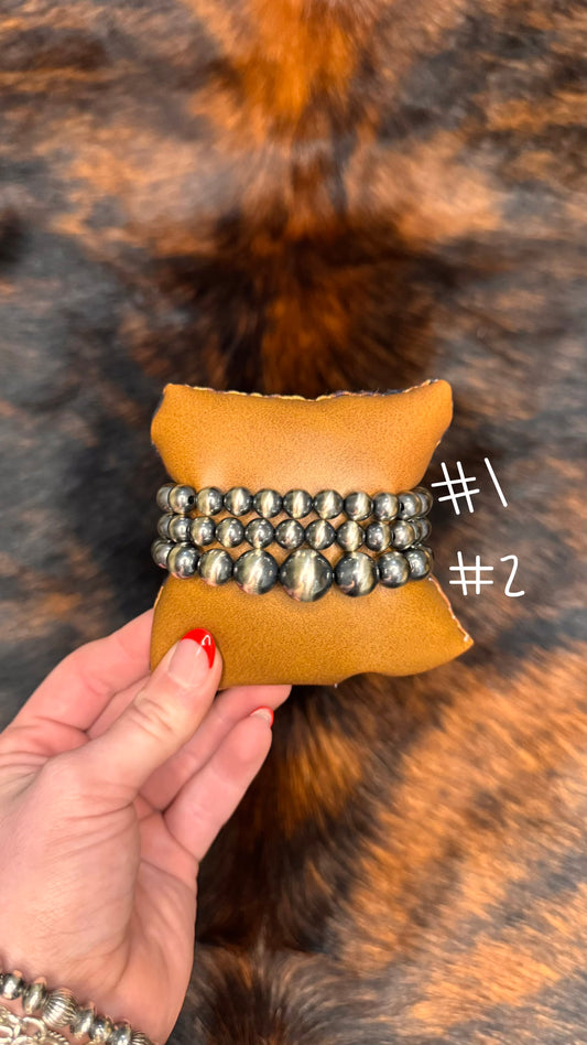 All silver stretch bracelets -6.5in