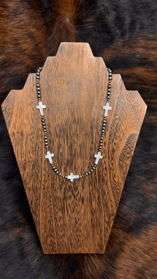 Pearl cross necklace -18in