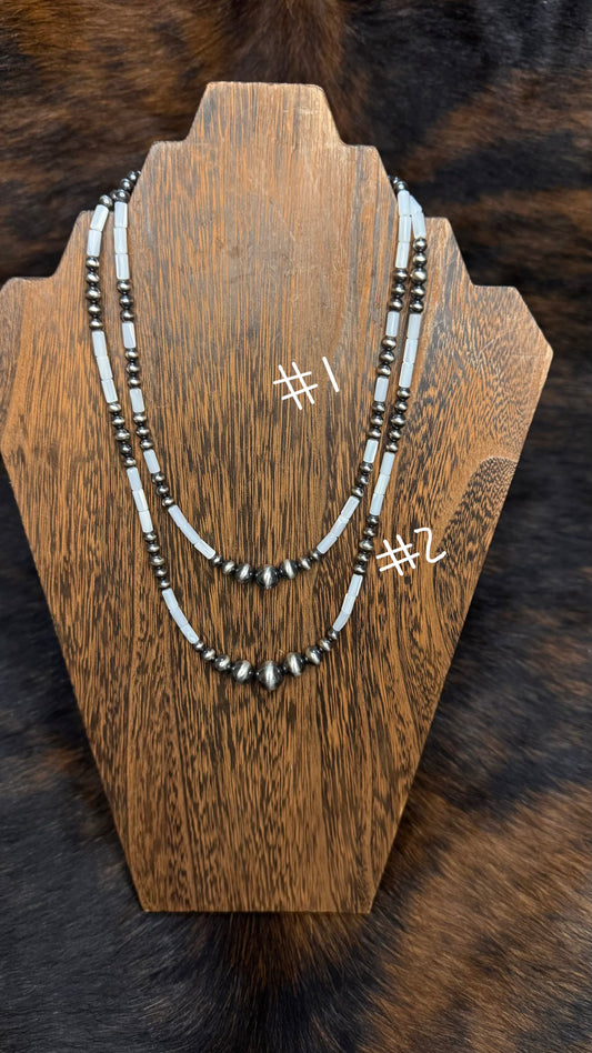 Tube pearl necklaces