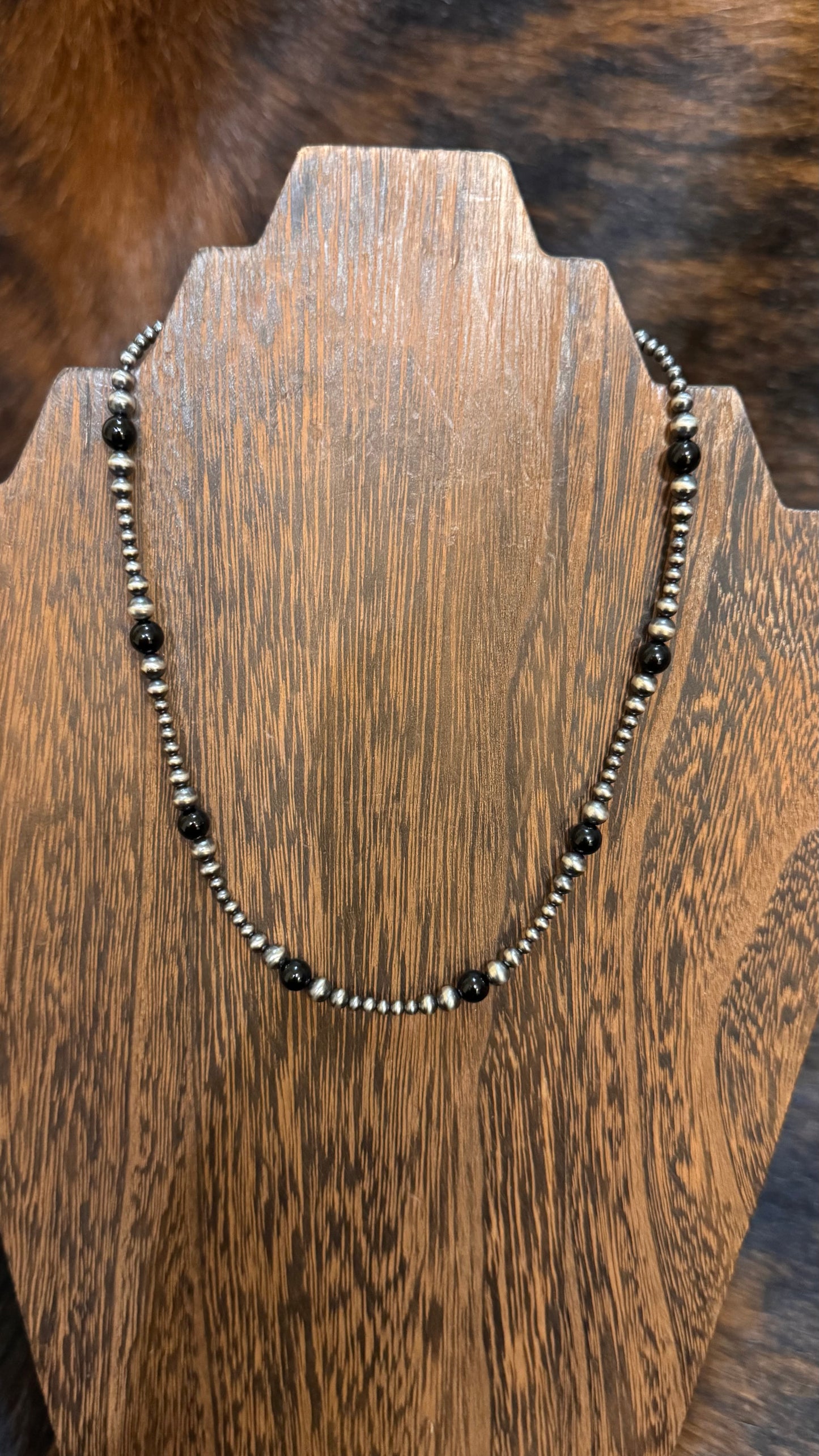 Graduated black onyx -16in + 2in ext made to order!
