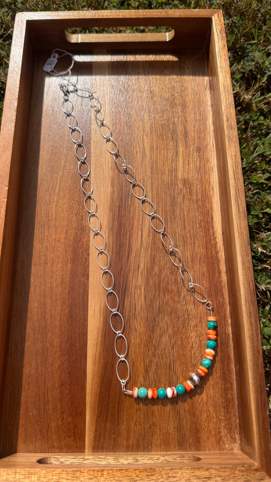 Mixed stone bar necklace