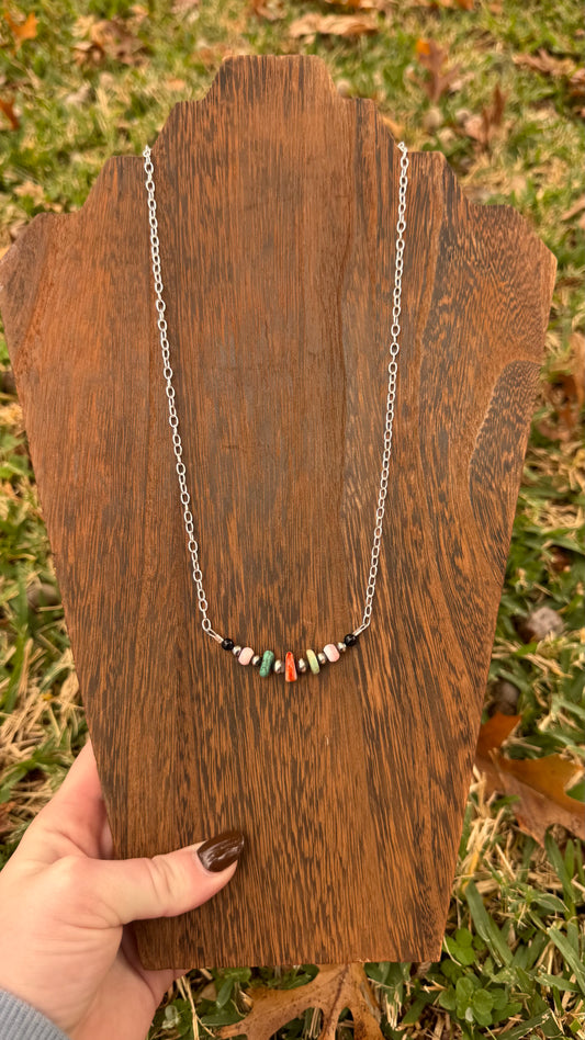 Multi stone bar necklace