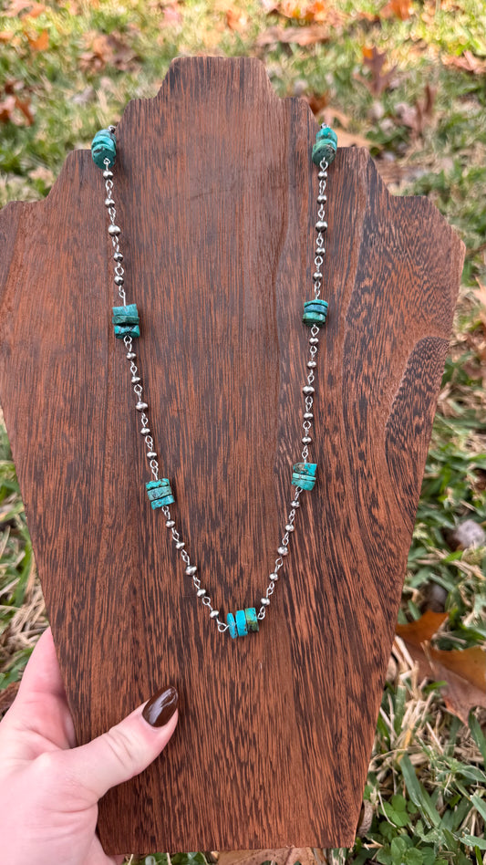 Turquoise rosary necklace